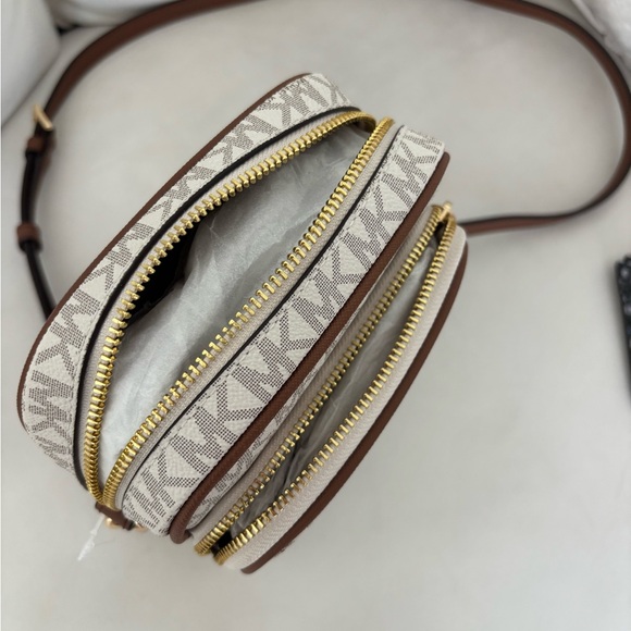 Michael Kors Beige Logo Crossbody with Brown Trim - Picture 4 of 5